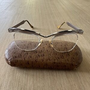 Vintage Bausch &‎ Lomb Aluminum 1/10 12k Gold Fill Cat Eye Semi- Rimless Frames
